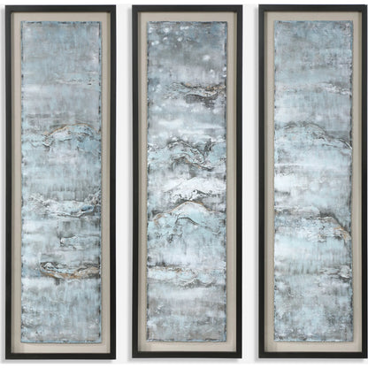 Ocean Swell Painted Art by Uttermost in multi. Made from iron, pine, mdf, glass, acrylic in a coastal style.