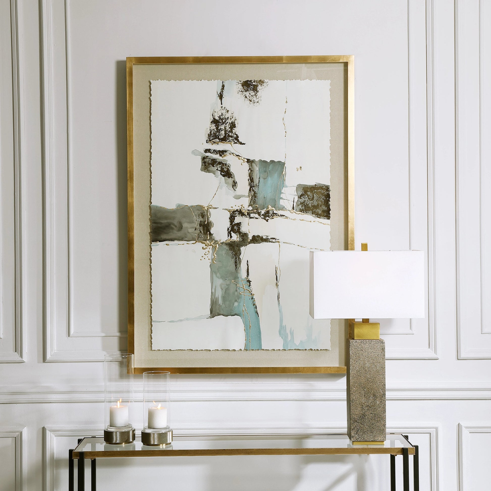 Crosswalk Abstract Art by Uttermost in multi. Made from paper, pine, mdf, glass, linen, acrylic in a modern style.