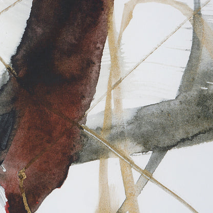 Burgundy Interjection Abstract Prints by Uttermost in multi and dark walnut. Made from plastic, glass, paper in a transitional style.