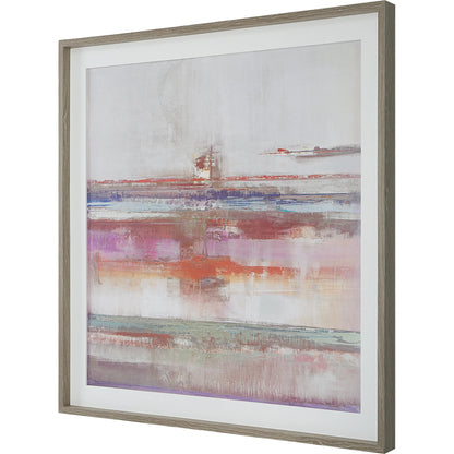 Torrent Framed Print by Uttermost in multi and natural brushed oak. Made from pine, mdf, veneer, linen, paper in a modern style.