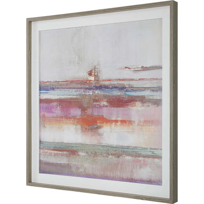 Torrent Framed Print by Uttermost in multi and natural brushed oak. Made from pine, mdf, veneer, linen, paper in a modern style.