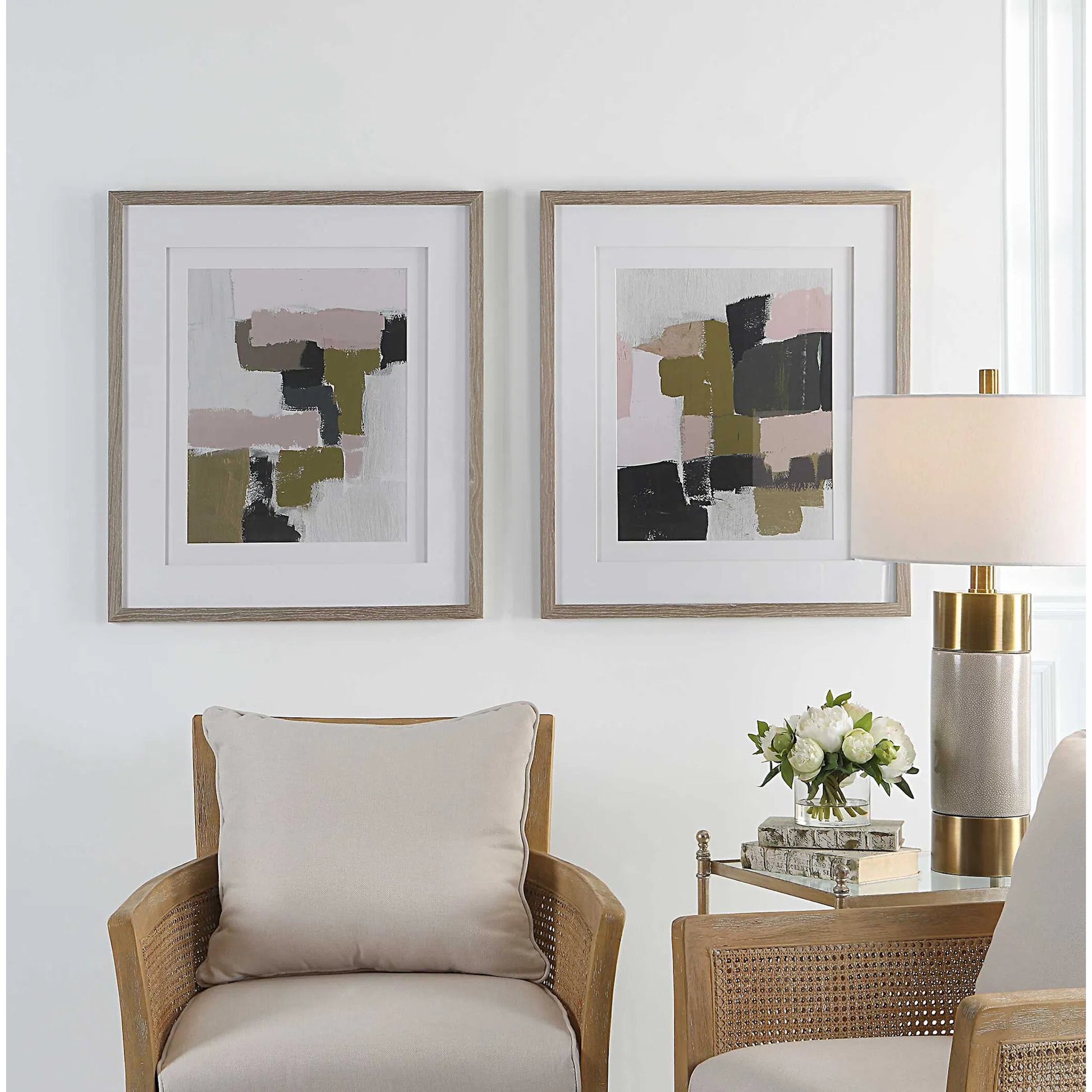 Color Block Framed Prints by Uttermost in multi. Made from pine, glass, mdf, veneer, paper in a modern style.