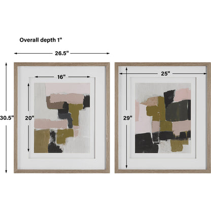 Color Block Framed Prints by Uttermost in multi. Made from pine, glass, mdf, veneer, paper in a modern style.