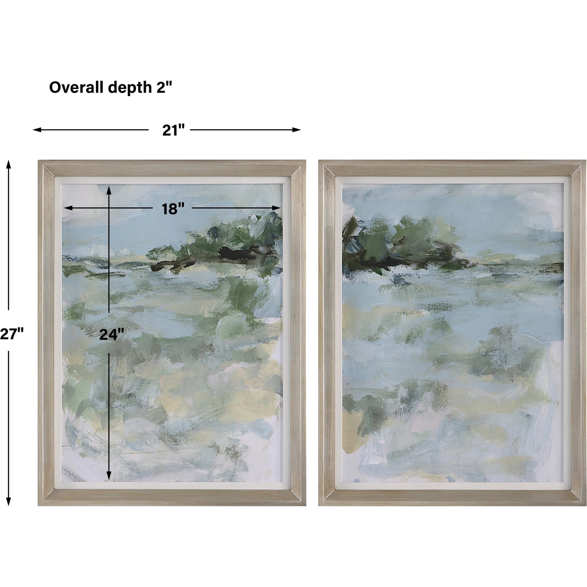 Far Away View Framed Prints by Uttermost in multi and champagne silver. Made from pine, mdf, linen, paper in a modern style.