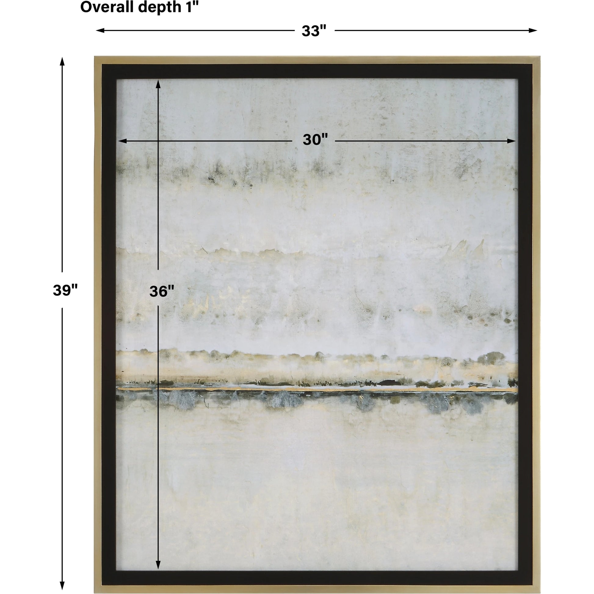 Gilded Horizon Framed Print by Uttermost in multi and antique gold leaf. Made from pine, glass, mdf, paper in a modern style.