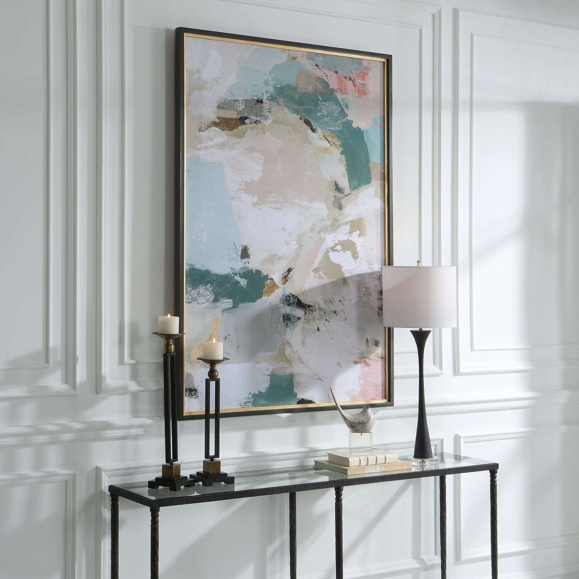 Perfect Storm Framed Print by Uttermost in multi and espresso, gold leaf. Made from pine, mdf, paper in a modern style.