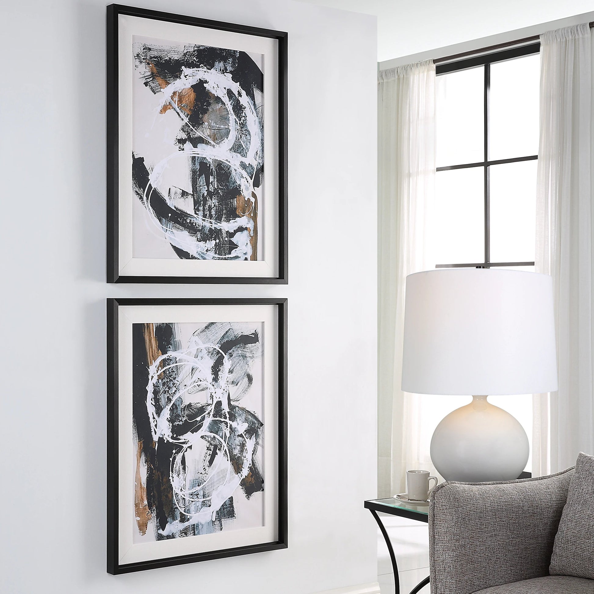 Winterland Prints by Uttermost in multi and satin black. Made from pine, aluminium, mdf, linen, paper in a modern style.