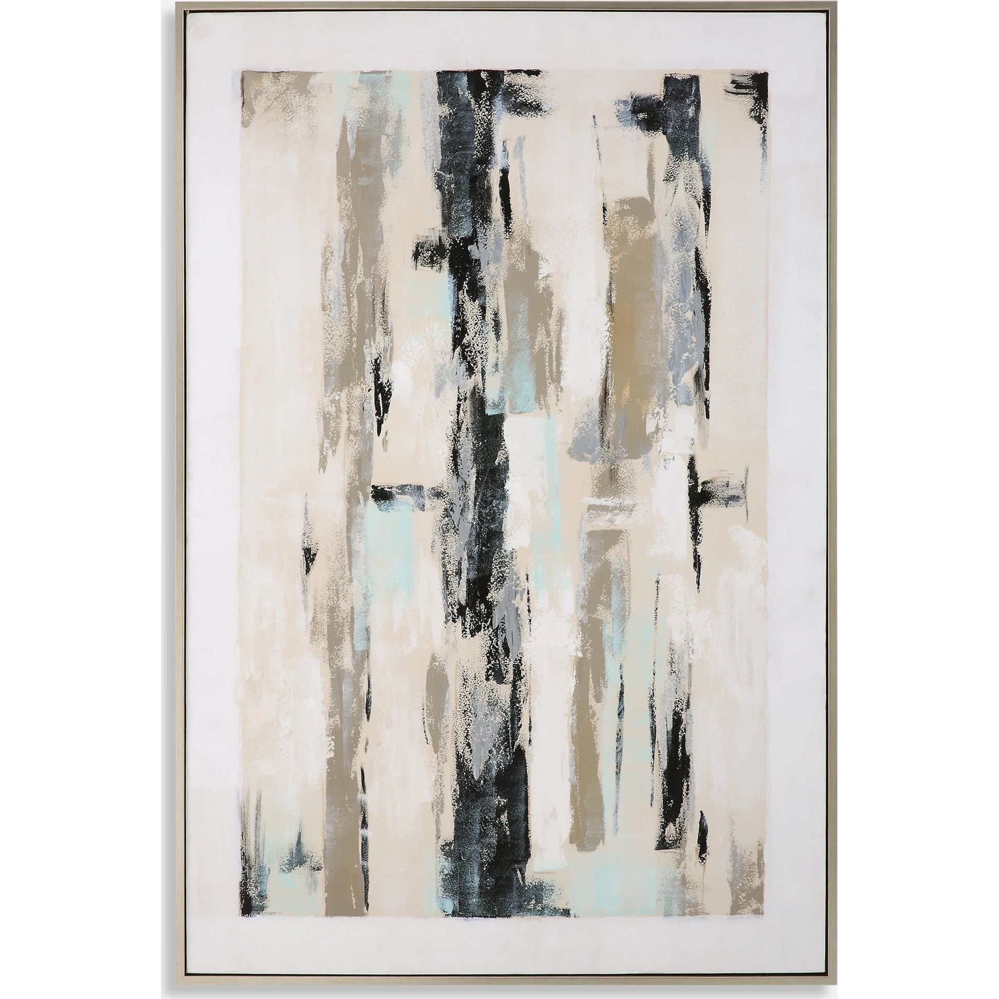 Placidity Hand Painted Canvas by Uttermost in multi and brushed silver. Made from canvas, pine wood, acrylic, plastic in a modern style.
