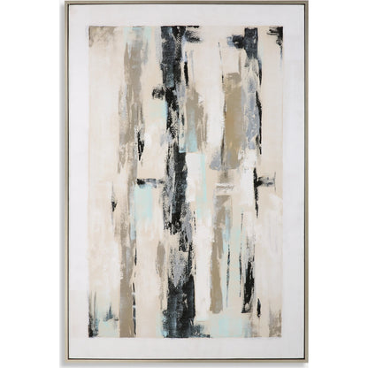 Placidity Hand Painted Canvas by Uttermost in multi and brushed silver. Made from canvas, pine wood, acrylic, plastic in a modern style.