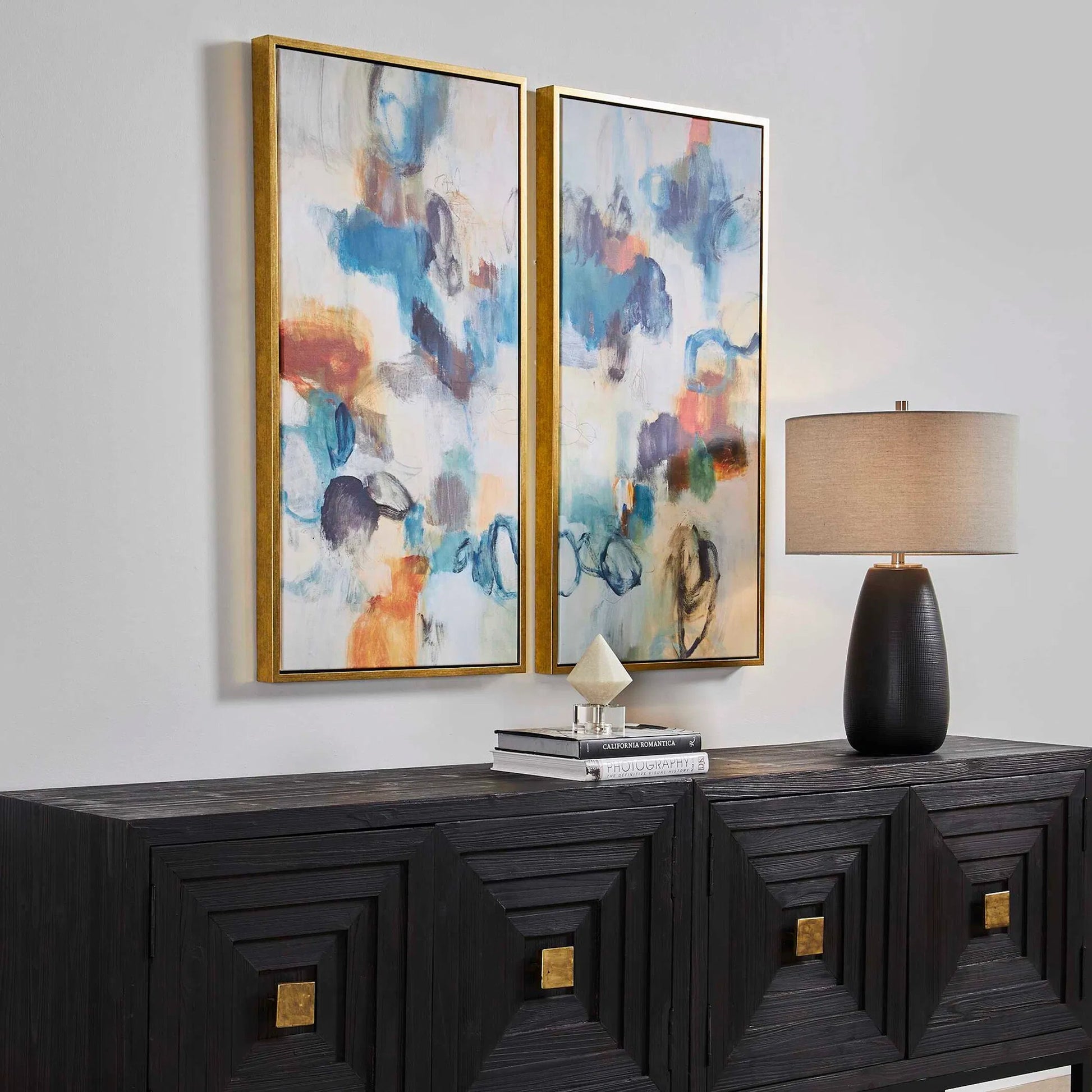 Casual Moments Framed Abstract Art by Uttermost. Made from solid wood, canvas in a modern style.