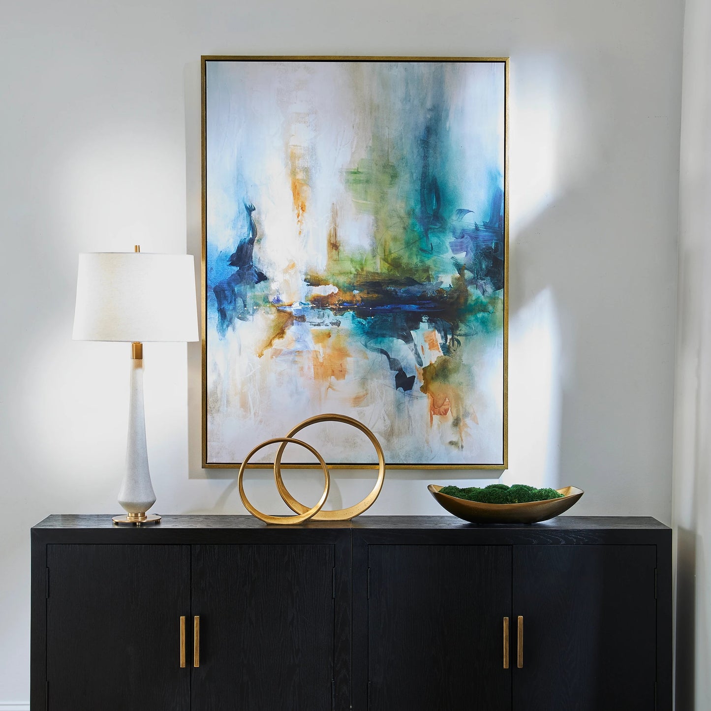 002 SI-2146887 | Lifestyle | Excursion Framed Abstract Art by Uttermost. Made from solid wood, canvas in a modern style.