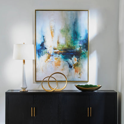 Excursion Framed Abstract Art by Uttermost. Made from solid wood, canvas in a modern style.