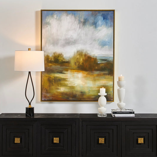 John's Field Framed Landscape Art by Uttermost. Made from solid wood, canvas in a modern style.