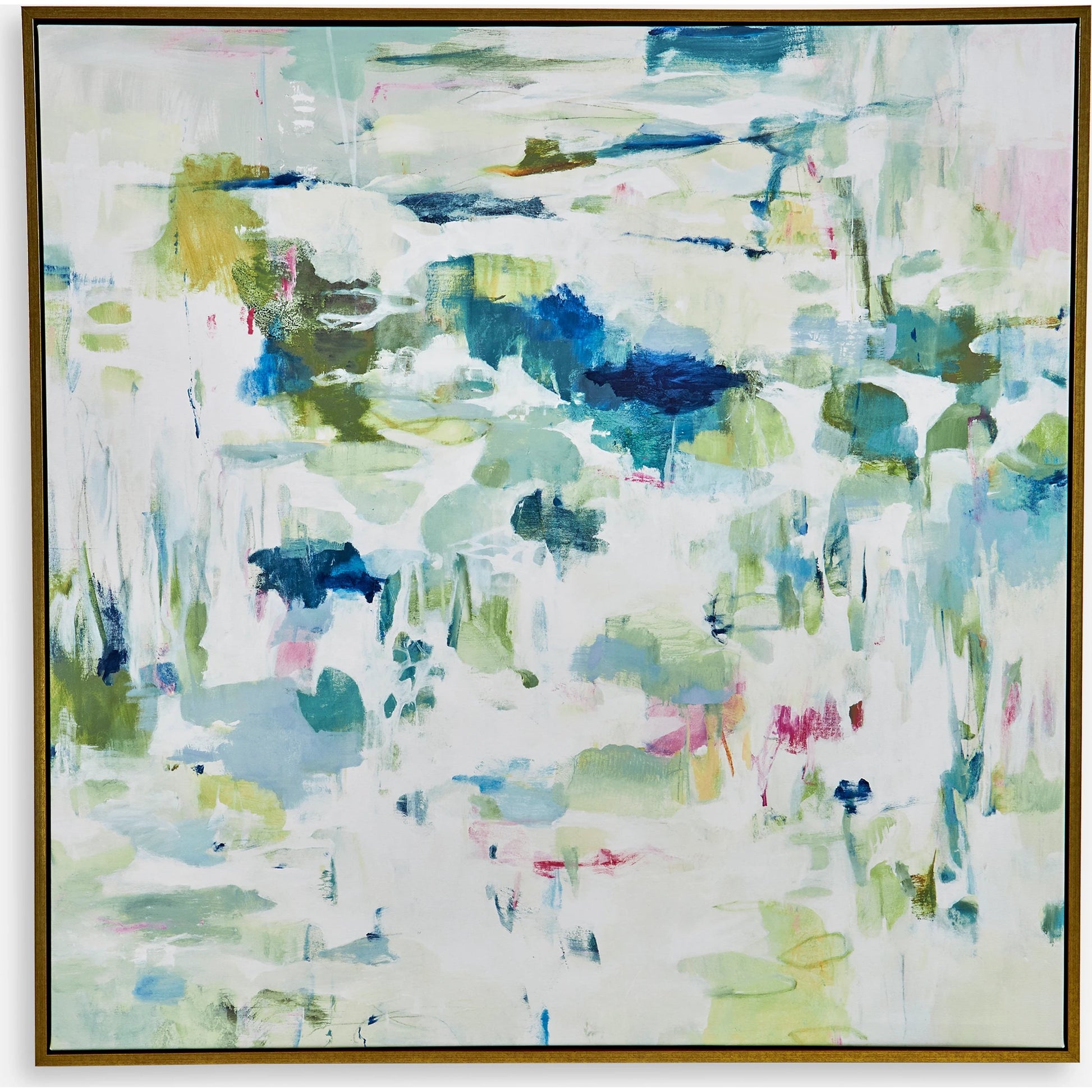 Abstract Reflections Framed Canvas by Uttermost in gold. Made from solid wood, canvas in a modern style.