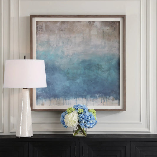 Serenity Paused Framed Abstract Print by Uttermost. Made from pine, mdf, veneer, paper, linen in a unique style.