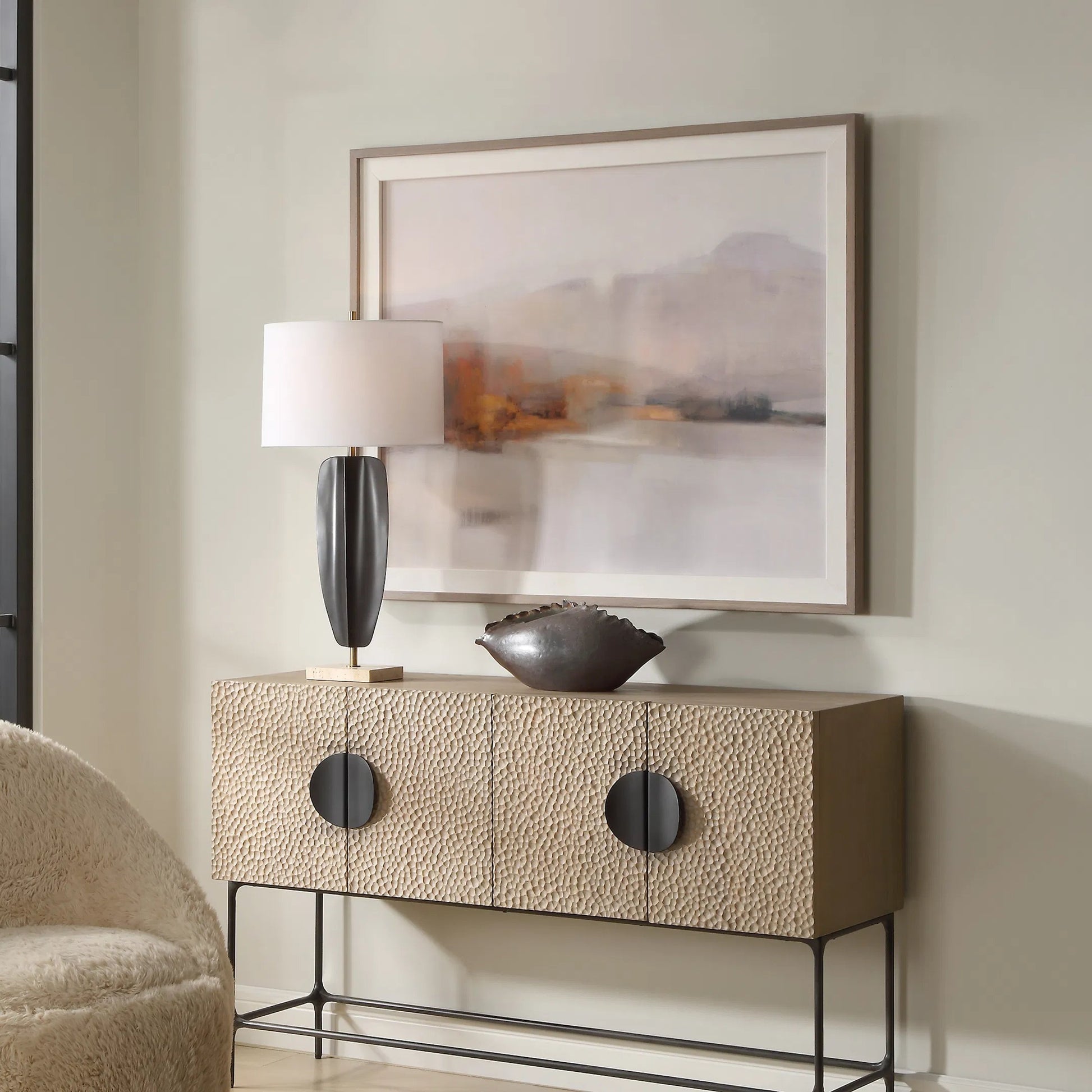 Memory of the West Landscape Print by Uttermost in gray. Made from pine, mdf, veneer, paper, linen in a transitional style.