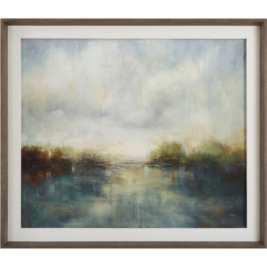 Reverie Framed Abstract Lake Print by Uttermost. Made from pine, mdf, veneer, paper, linen in a unique style.