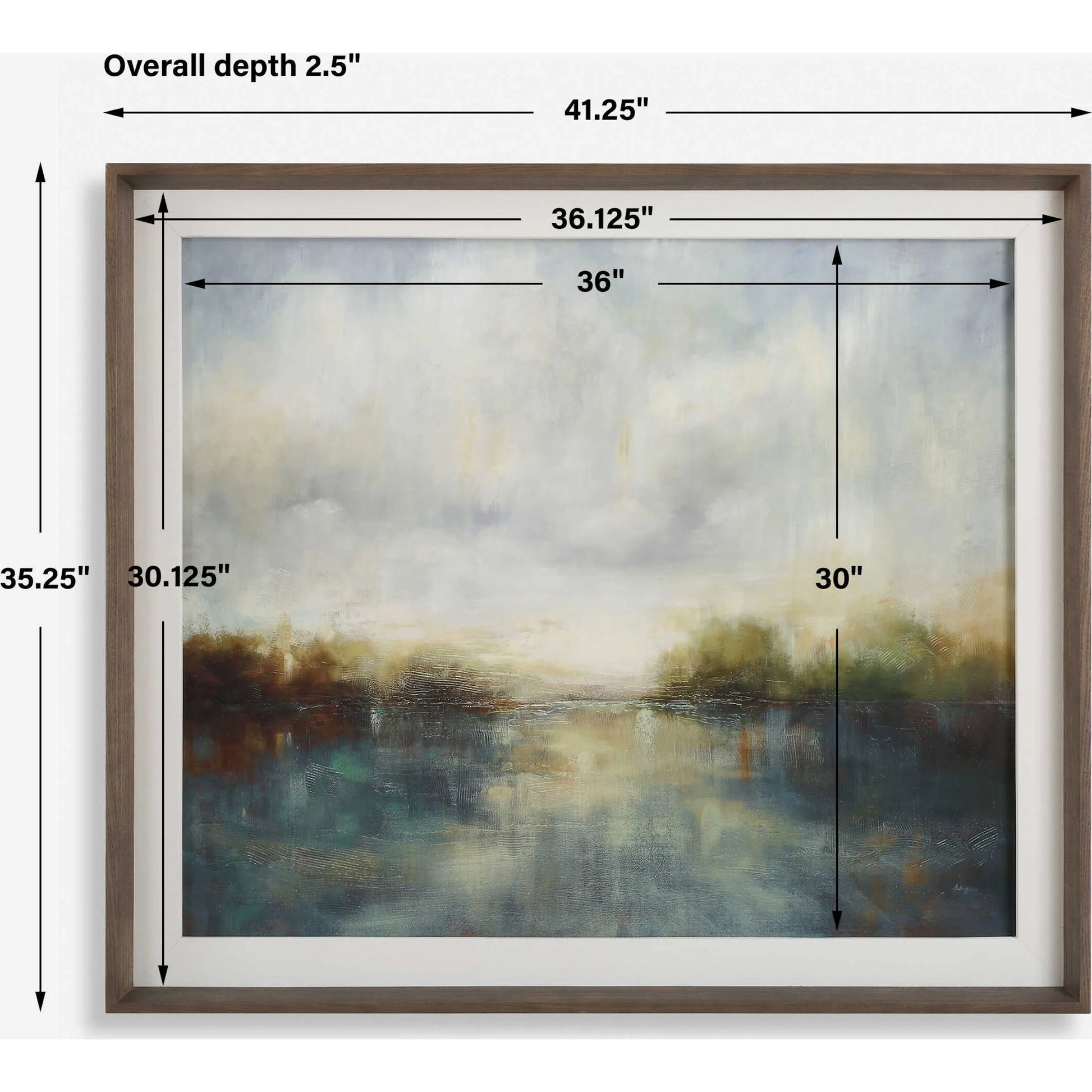 Reverie Framed Abstract Lake Print by Uttermost. Made from pine, mdf, veneer, paper, linen in a cottage & farmhouse style.