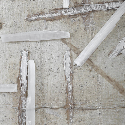 Unpredictable Hand Painted Canvases by Uttermost in champagne. Made from canvas, linen, gypsum, pine wood in a modern style.