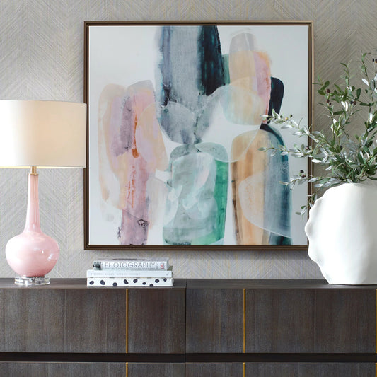 Mood Elevator Abstract Canvas by Uttermost in gold. Made from solid wood, canvas in a unique style.