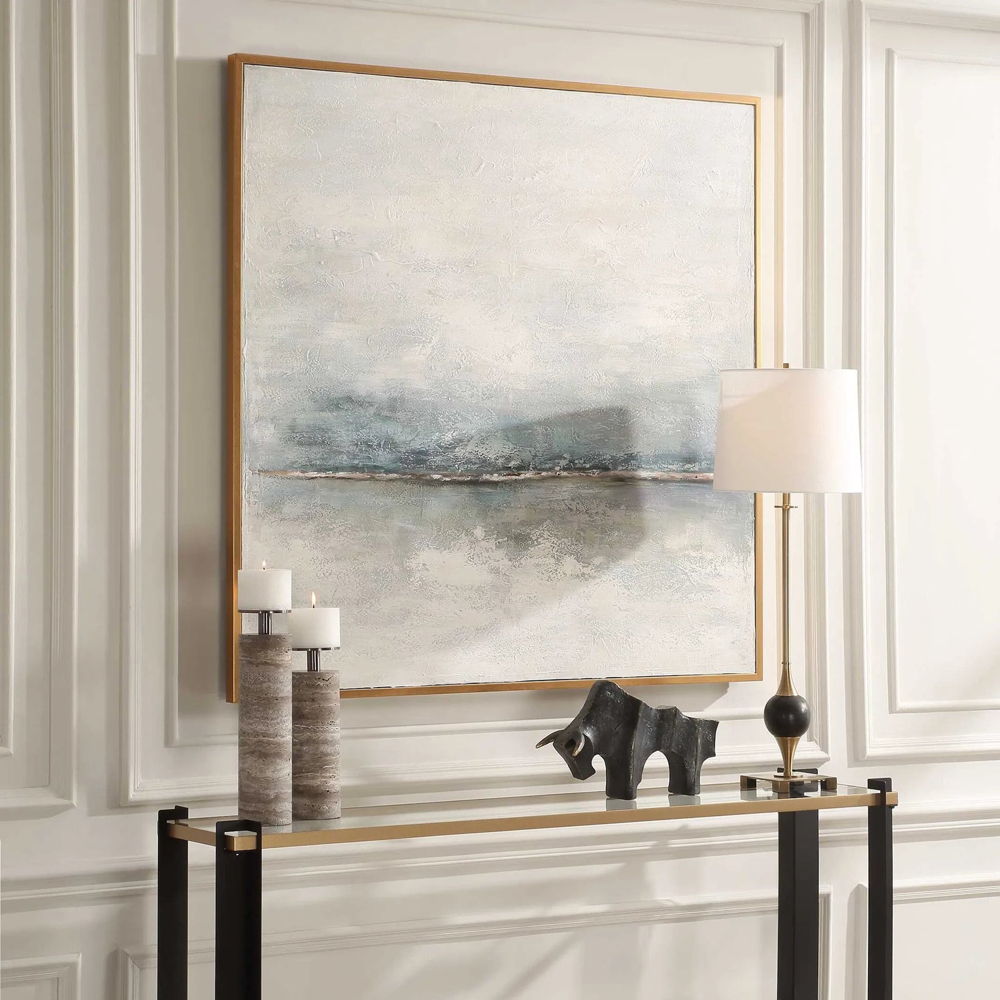 Foggy Morning Abstract Art by Uttermost. Made from pinewood, canvas, mdf in a unique style.