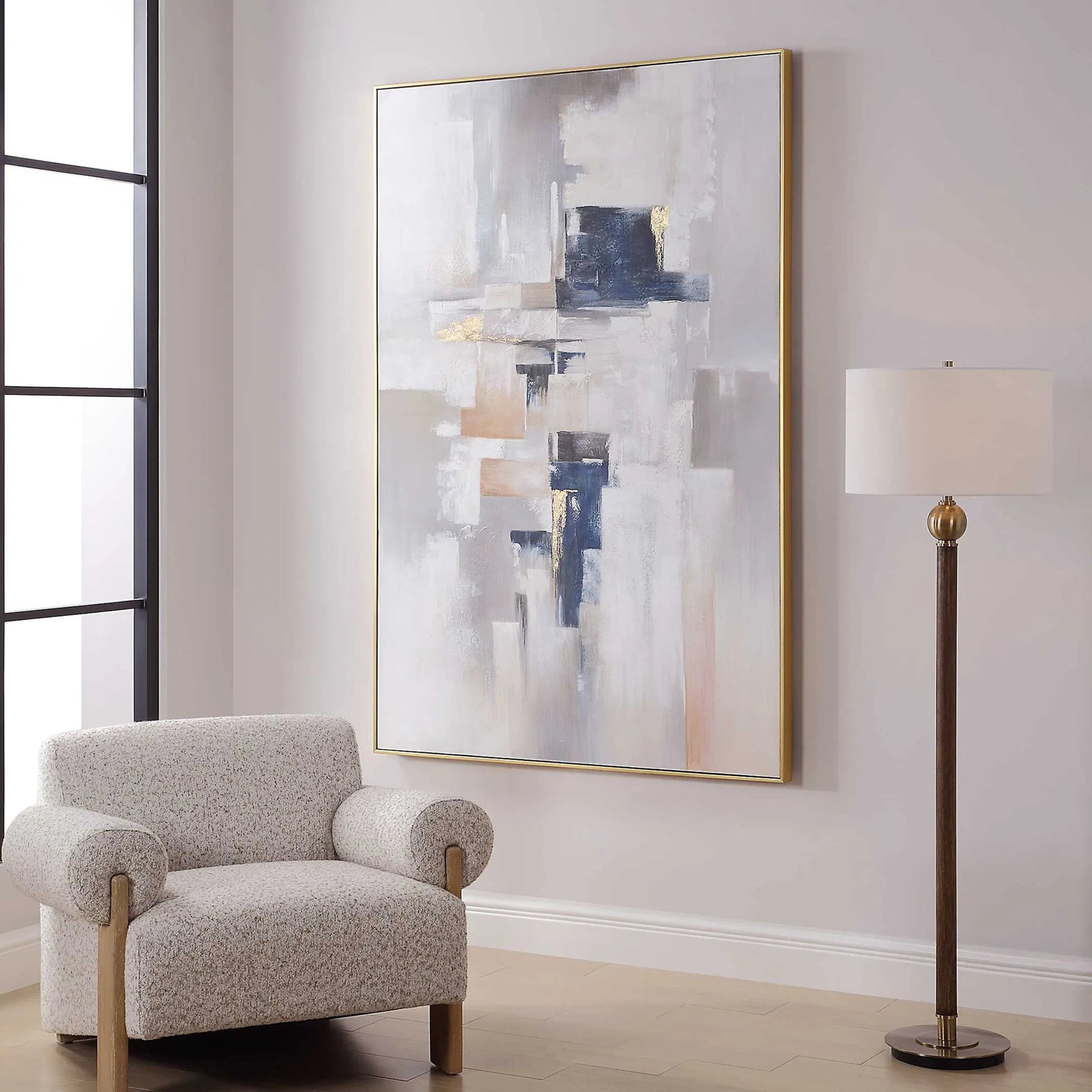 Waterfront Geometric Abstract Art by Uttermost. Made from canvas, plastic, pine, mdf, acrylic in a modern style.