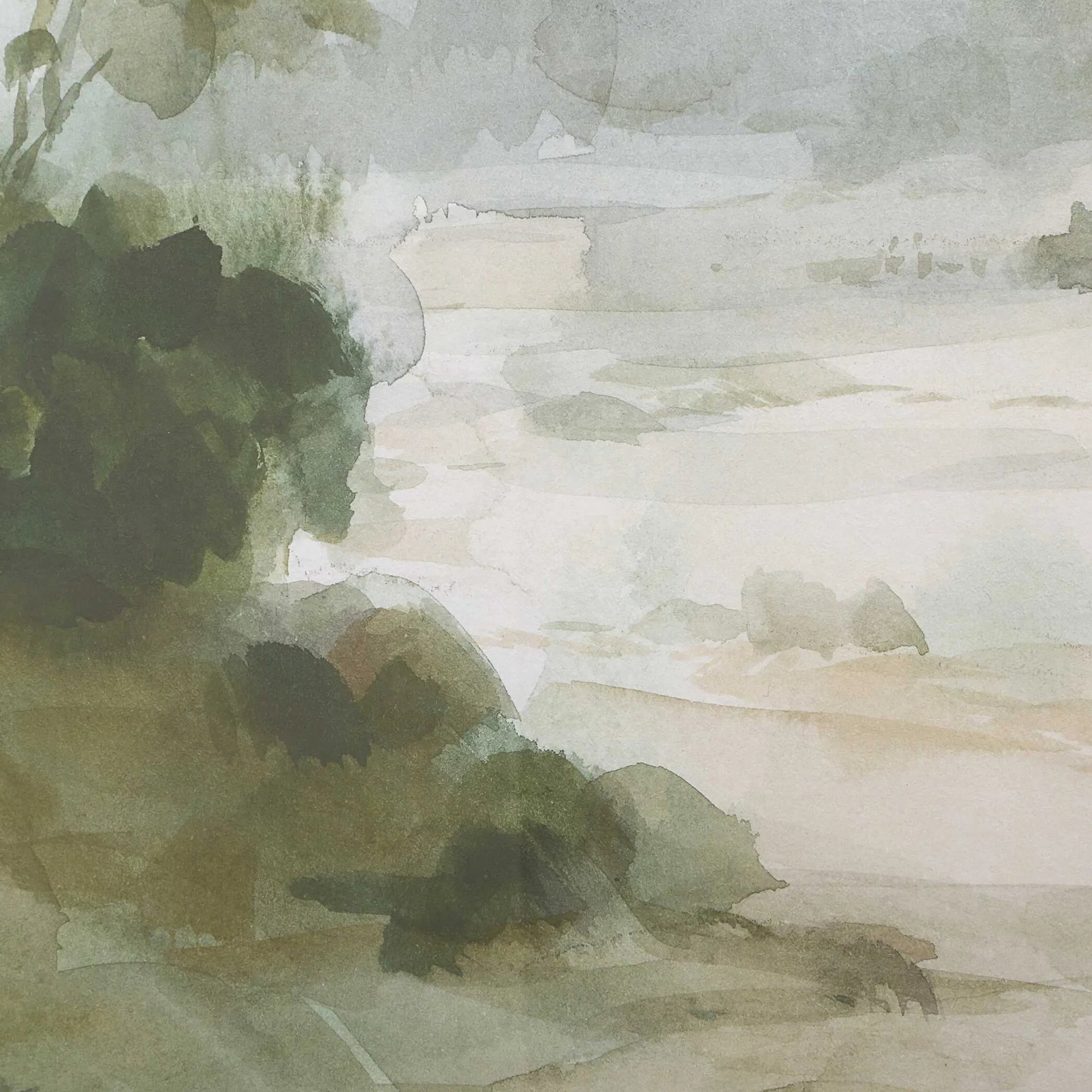 Verdant Watercolor Landscape Print by Uttermost. Made from pine, mdf, glass, paper, veneer in a transitional style.