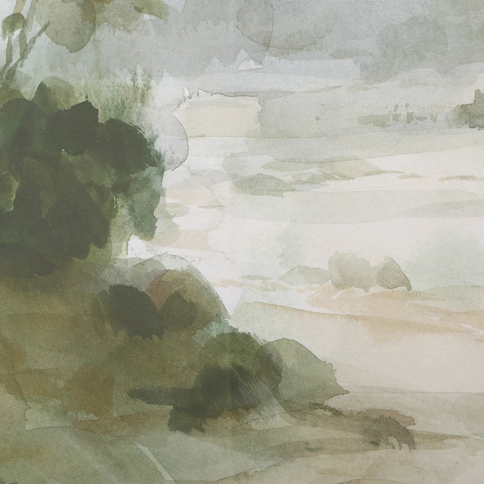 Verdant Watercolor Landscape Print by Uttermost. Made from pine, mdf, glass, paper, veneer in a transitional style.