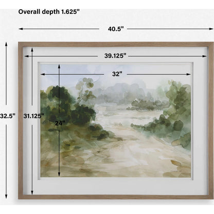 Verdant Watercolor Landscape Print by Uttermost. Made from pine, mdf, glass, paper, veneer in a transitional style.