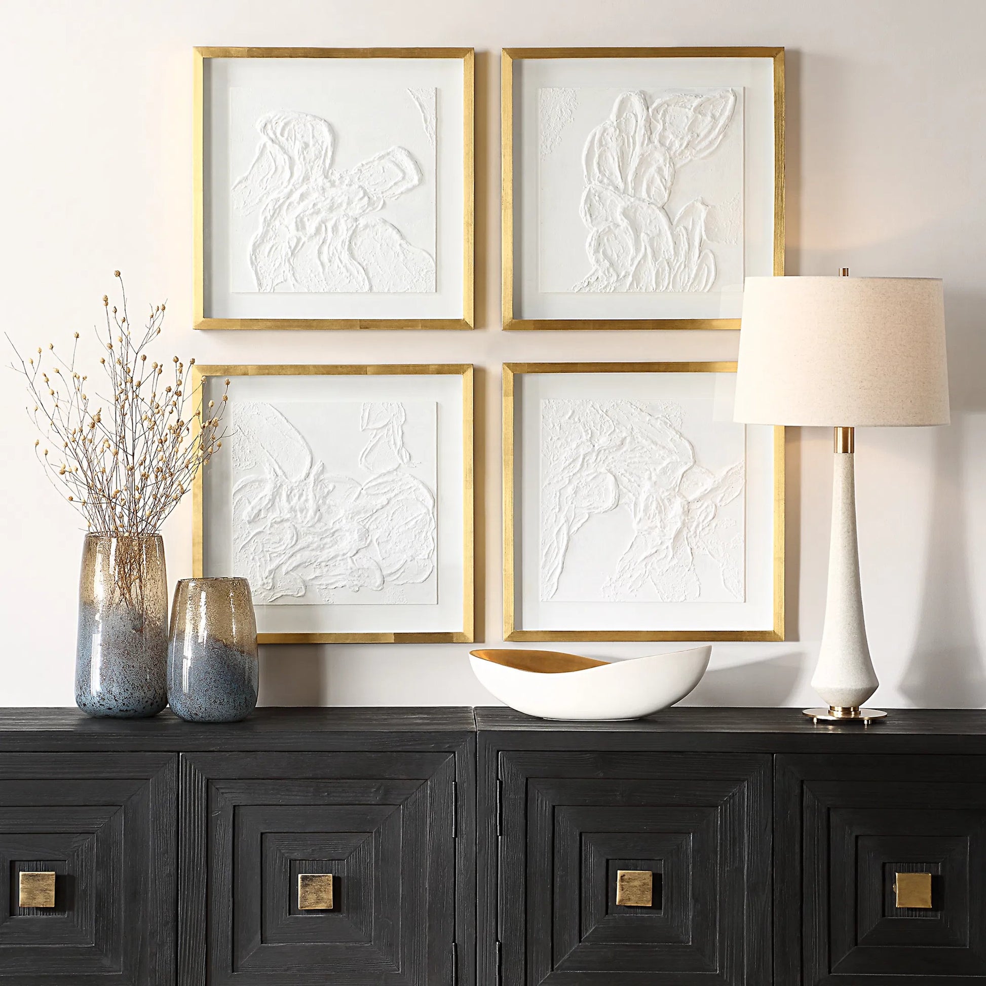 Fourfold Framed Prints by Uttermost. Made from mdf, pine, glass, acrylic in a transitional style.