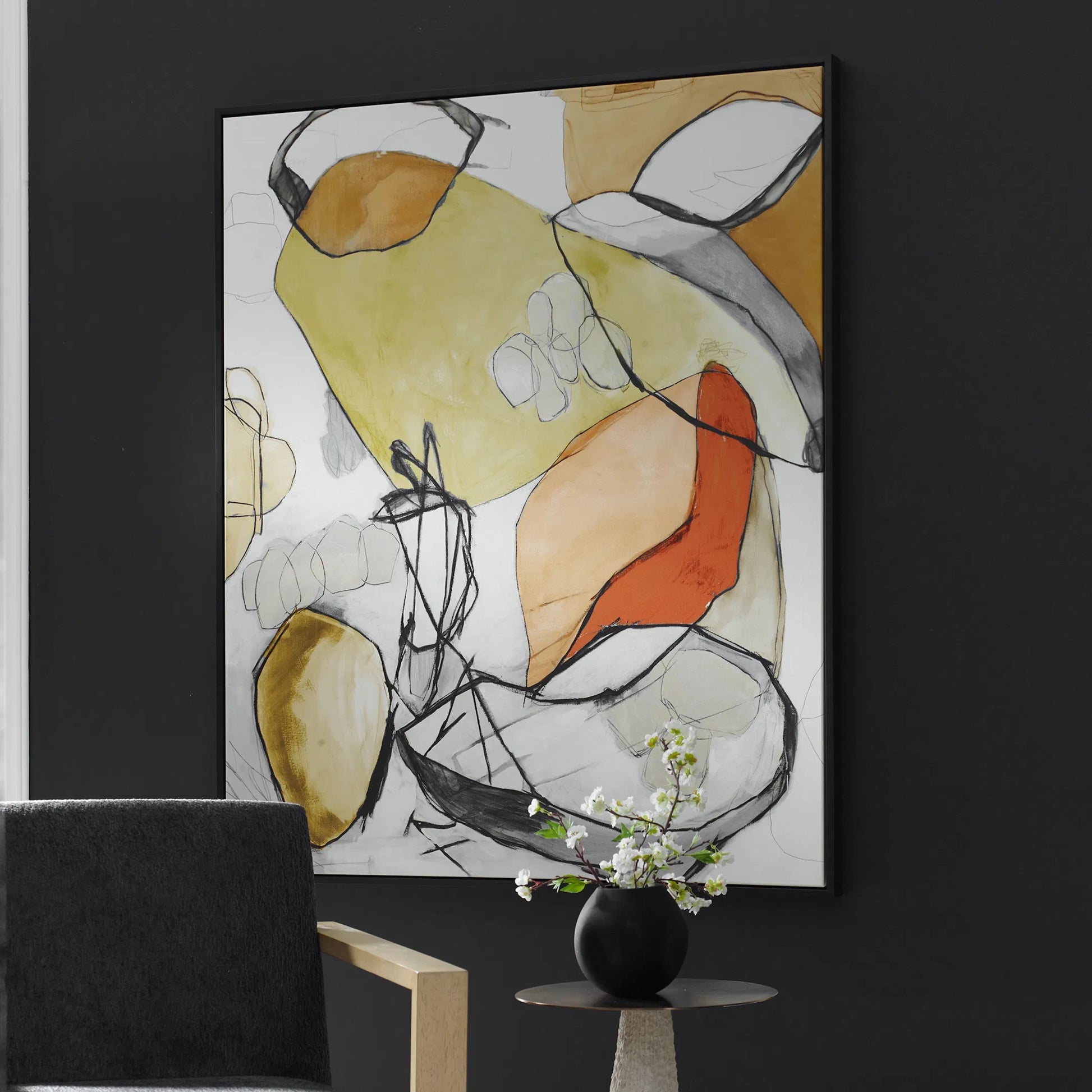 Improvision Framed Abstract Art by Uttermost. Made from solid wood, canvas in a eclectic & global style.