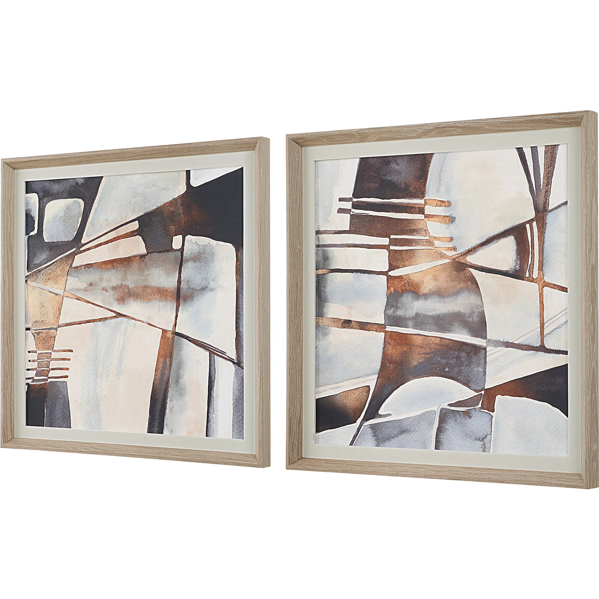 Vetrina Framed Abstract Prints by Uttermost. Made from pine, mdf, veneer, paper, linen in a eclectic & global style.