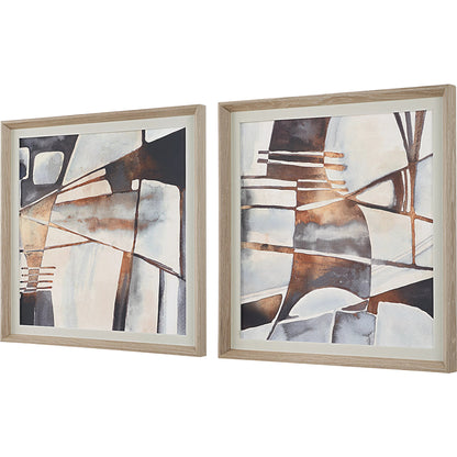 Vetrina Framed Abstract Prints by Uttermost. Made from pine, mdf, veneer, paper, linen in a eclectic & global style.