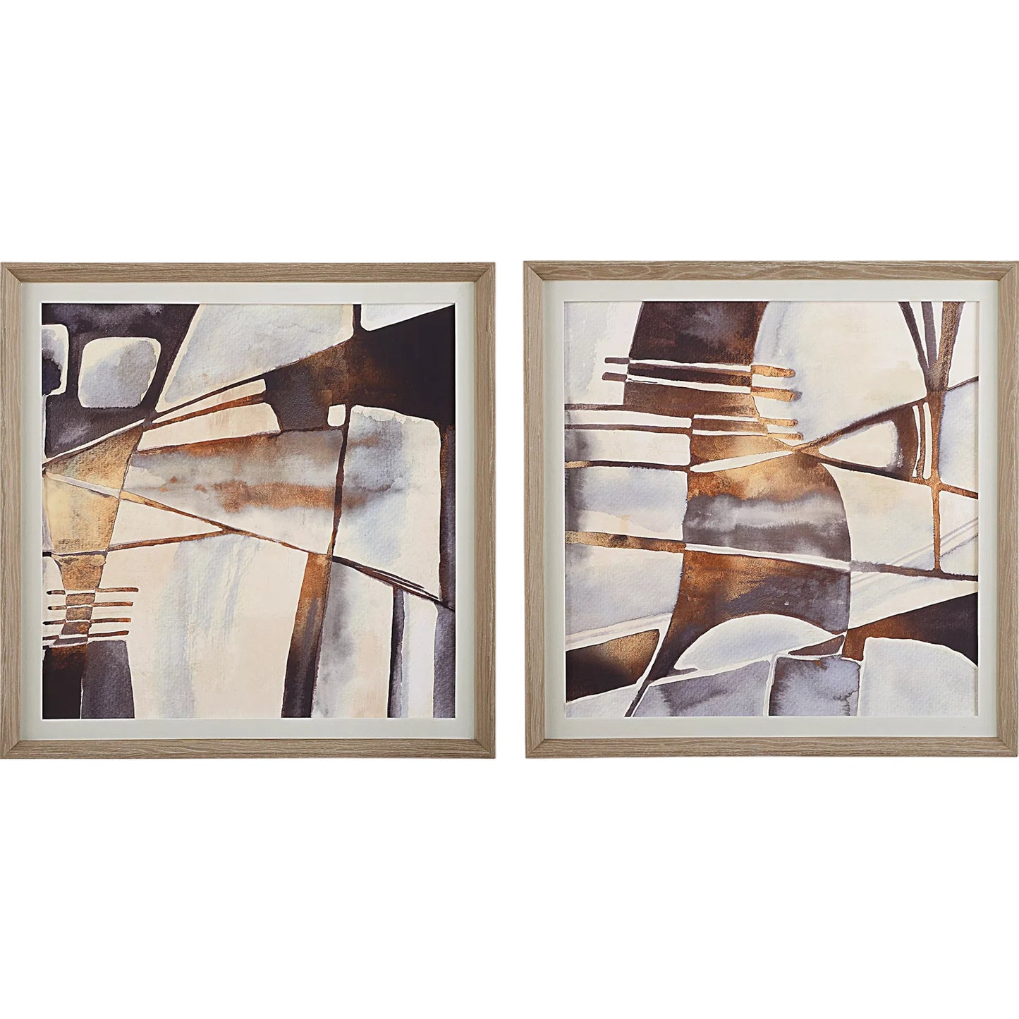 001 SI-2295332 | Primary Silo | Vetrina Framed Abstract Prints by Uttermost. Made from pine, mdf, veneer, paper, linen in a eclectic & global style.
