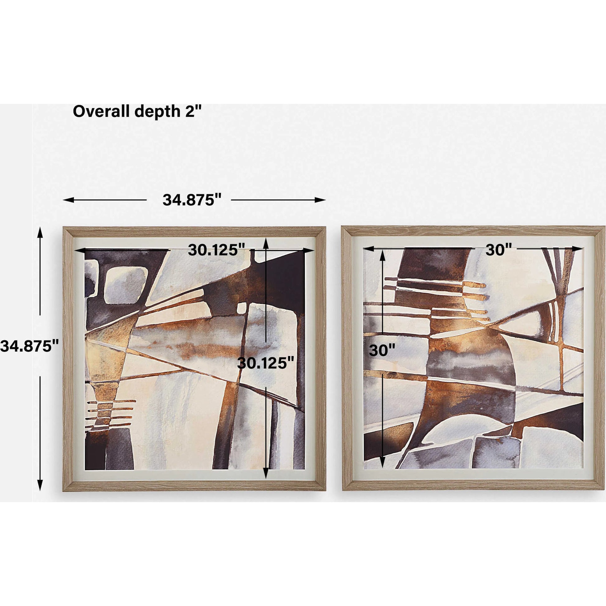 Vetrina Framed Abstract Prints by Uttermost. Made from pine, mdf, veneer, paper, linen in a eclectic & global style.