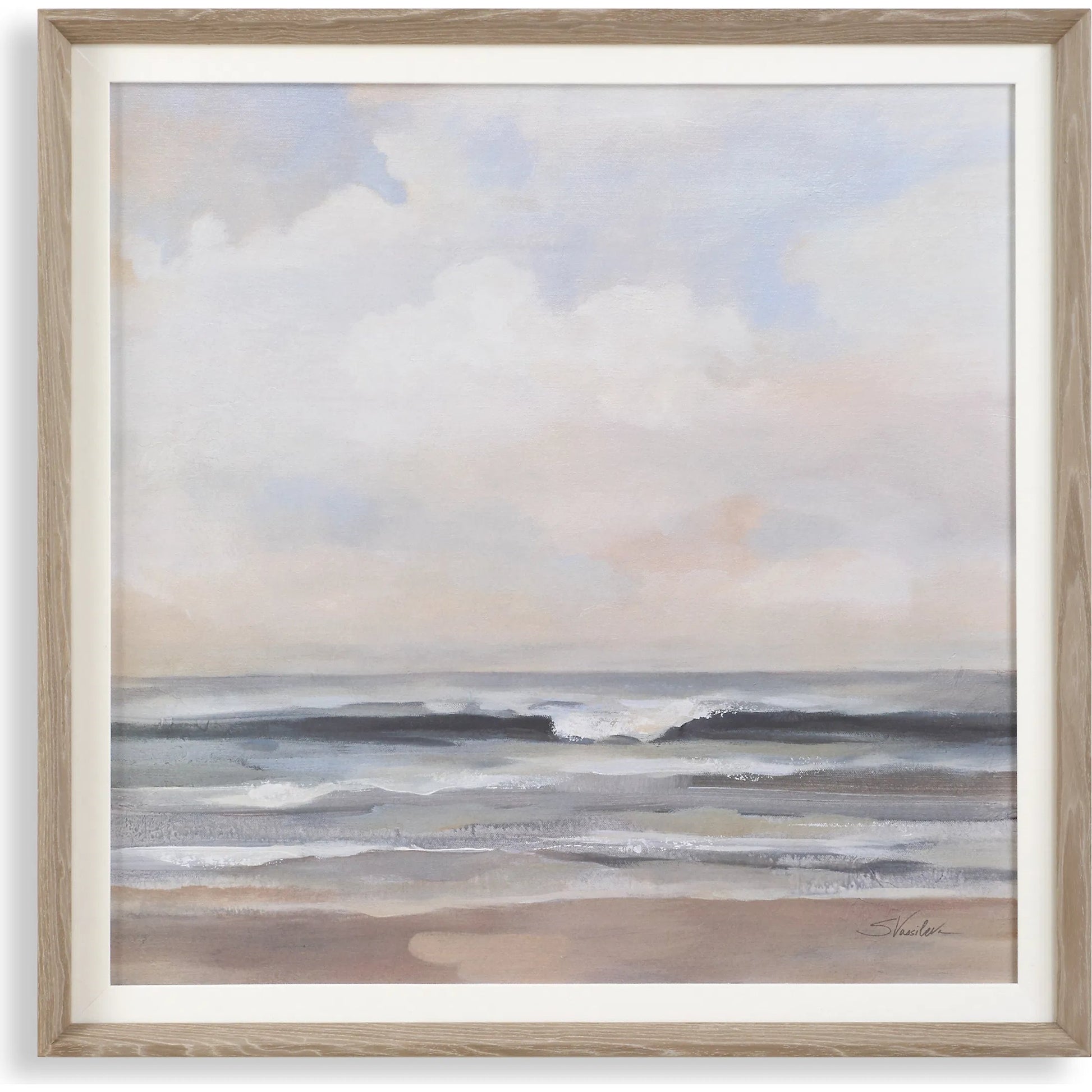 Haze Framed Print by Uttermost. Made from pine, mdf, veneer, paper, linen in a coastal style.