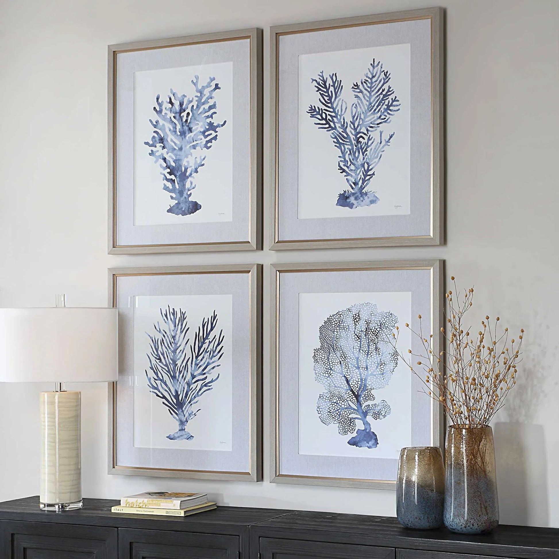 Shibori Coral Framed Prints by Uttermost. Made from plasti, glass, mdf, paper, linen, veneer in a unique style.