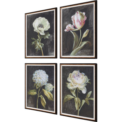Florals on Black Framed Prints by Uttermost. Made from plastic, glass, mdf, paper, linen in a traditional style.