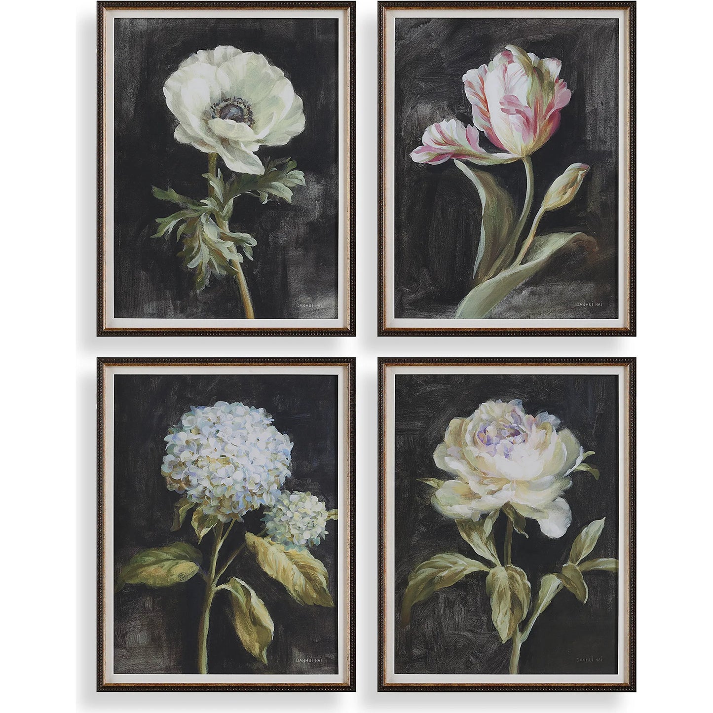 001 SI-2355250 | Primary Silo | Florals on Black Framed Prints by Uttermost. Made from plastic, glass, mdf, paper, linen in a traditional style.