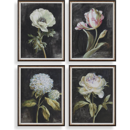 Florals on Black Framed Prints by Uttermost. Made from plastic, glass, mdf, paper, linen in a traditional style.