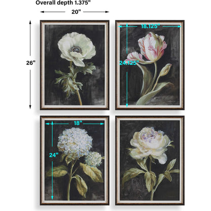 Florals on Black Framed Prints by Uttermost. Made from plastic, glass, mdf, paper, linen in a traditional style.