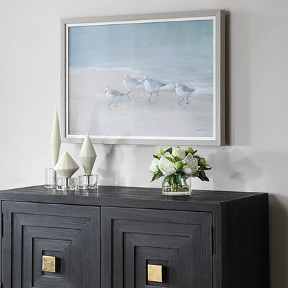 Tranquil Shorebirds on the Sand Framed Print by Uttermost. Made from plastic, glass, mdf, paper, linen, venee in a coastal style.