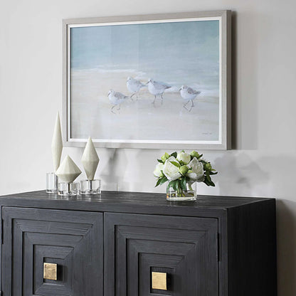 Tranquil Shorebirds on the Sand Framed Print by Uttermost. Made from plastic, glass, mdf, paper, linen, venee in a coastal style.