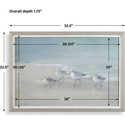 Tranquil Shorebirds on the Sand Framed Print by Uttermost. Made from plastic, glass, mdf, paper, linen, venee in a coastal style.