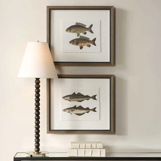 The Catch Framed Fish Prints by Uttermost in rustic gray. Made from plastic, glass, mdf, paper in a unique style.