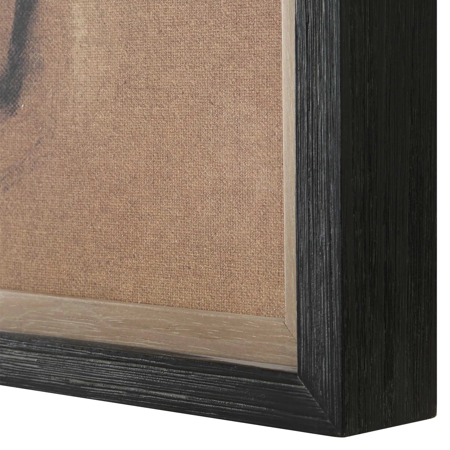 005 SI-2453122 | Closeup | Rush & Dash Framed Prints by Uttermost in brown and black. Made from pine, mdf, linen, veneer, paper in a eclectic & global style.