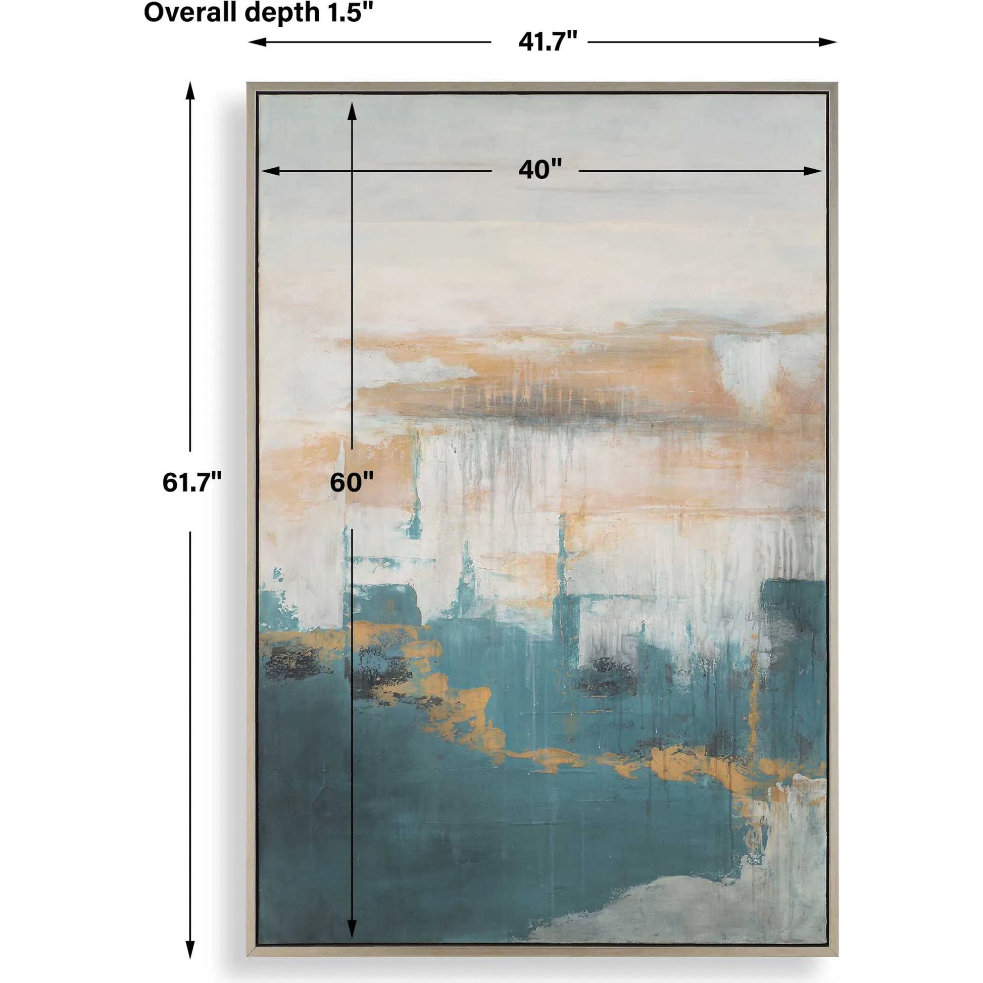 Eastside Abstract Coastal Art by Uttermost in blue, green, beige. Made from canvas, pine wood, mdf, acrylic in a transitional style.
