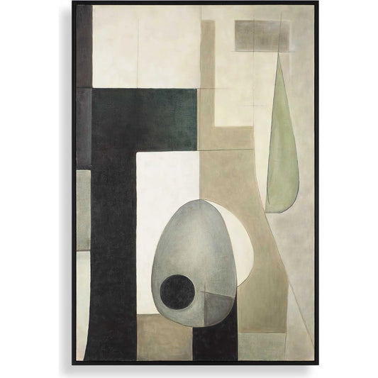 Fair Trade Geometric Abstract Art by Uttermost in green, beige, pewter. Made from canvas, pine wood, mdf, acrylic in a unique style.