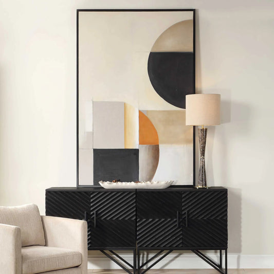 Western Hemisphere Hand Painted Canvas by Uttermost in black. Made from canvas, pine wood, mdf, acrylic in a unique style.