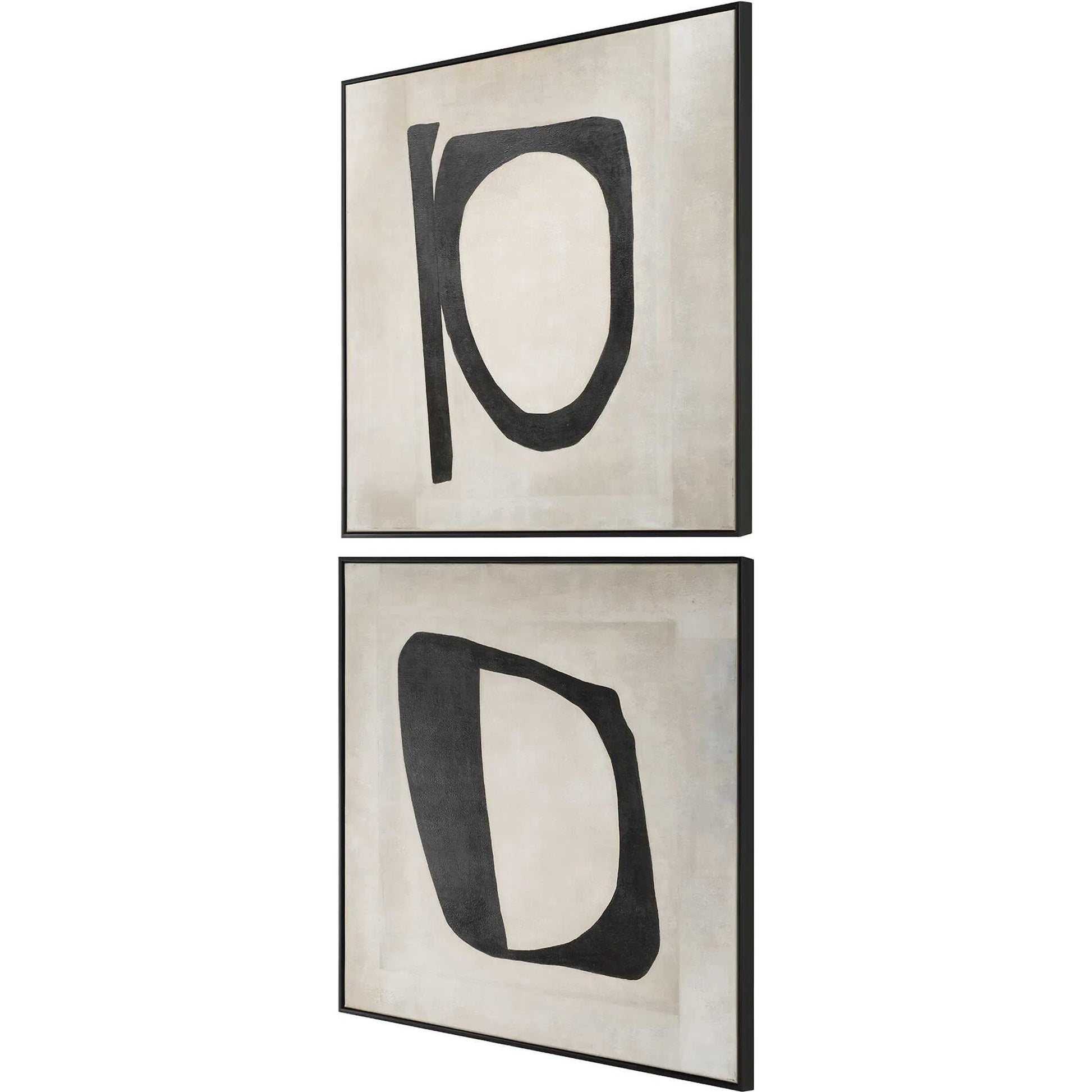 Characters Abstract Art by Uttermost in cream. Made from canvas, pine wood, mdf, acrylic in a modern style.